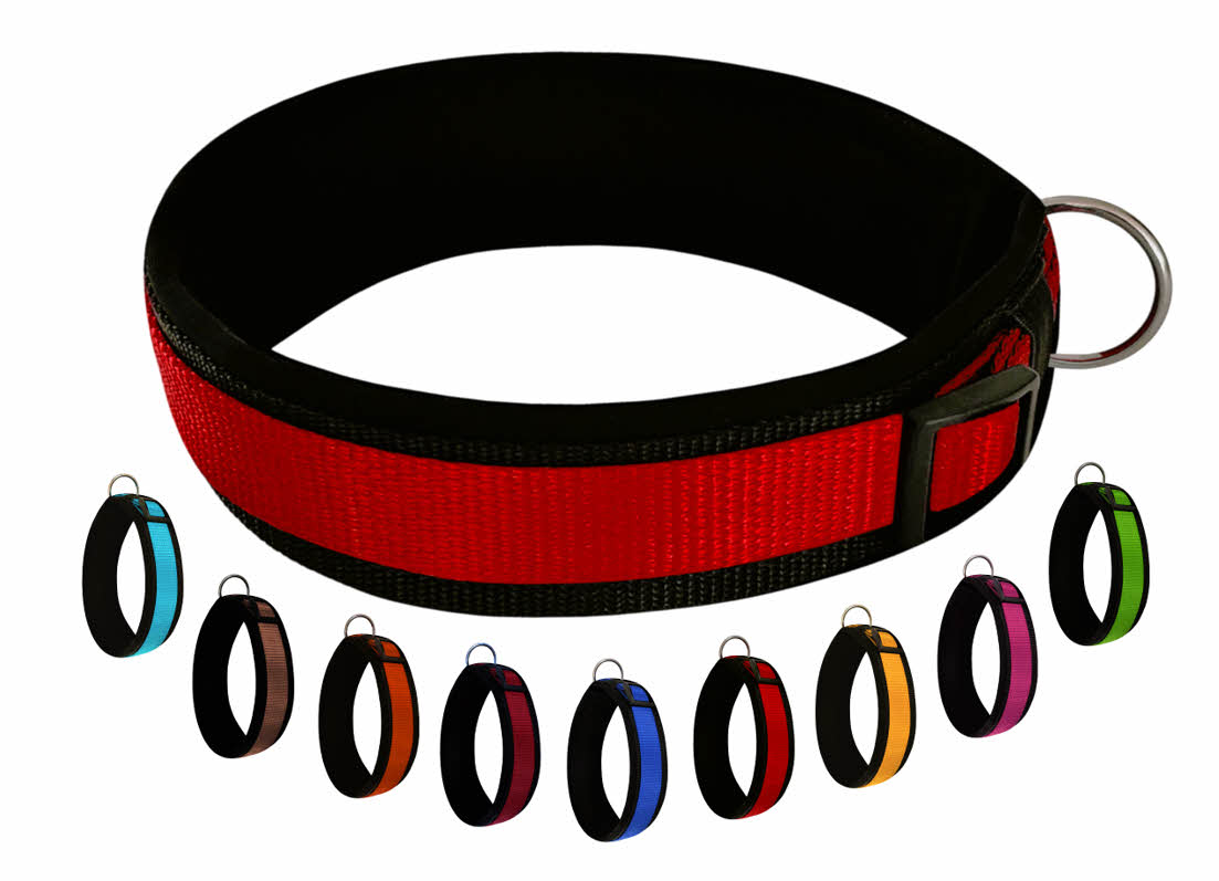 hundehalsband extra-breit neopren-polster rot