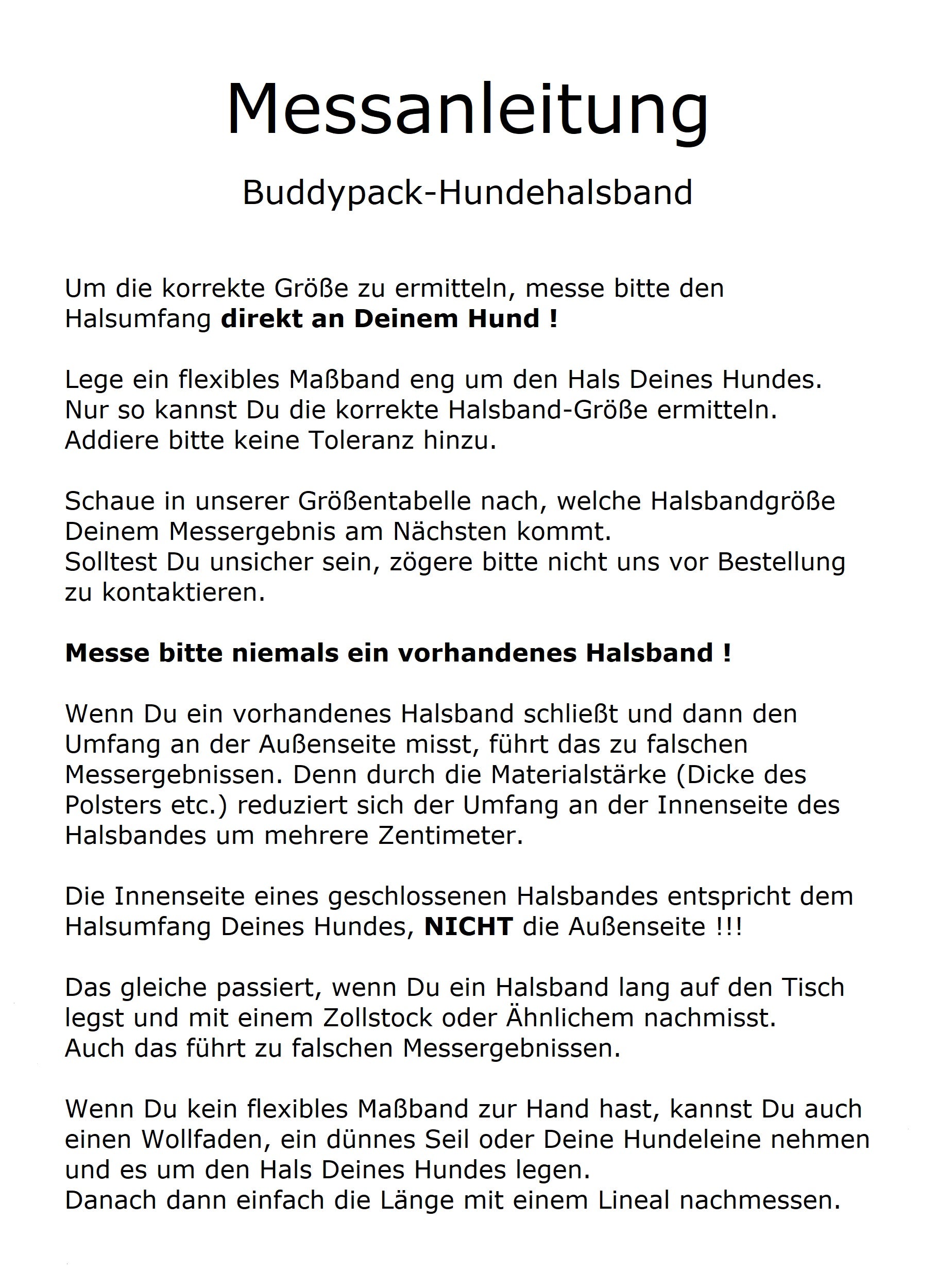 Messanleitung Hundehalsband extra-breit mit Neopren-Polster