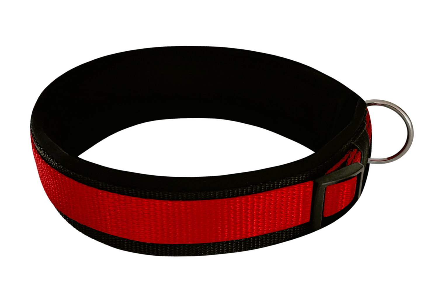 hundehalsband extra-breit neopren-polster rot-schwarz