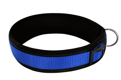 hundehalsband extra-breit neopren-polster blau-schwarz