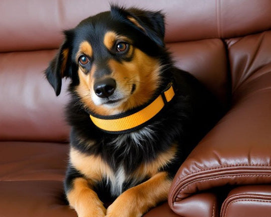 Hundehalsband Extra-Breit Weich Neopren polster gelb schwarz