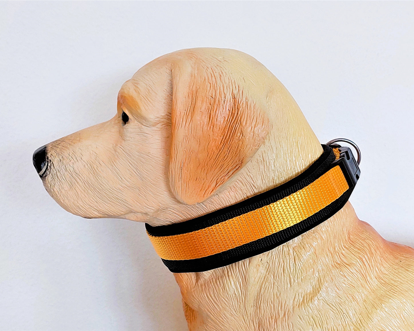 Hundehalsband Extra-Breit Weich Neopren polster gelb schwarz