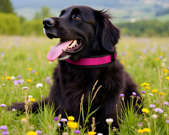 Hundehalsband breit neopren-polster weich pink schwarz 