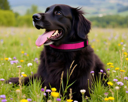 Hundehalsband breit neopren-polster weich pink schwarz 