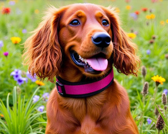 Hundehalsband breit neopren-polster weich pink schwarz 