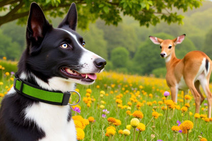 Hundehalsband Extra-Breit Weich neopren-Polster grün schwarz