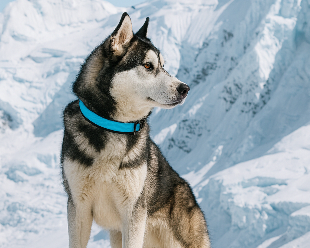 Hundehalsband Extra-Breit Weich neopren-Polster himmelblau schwarz