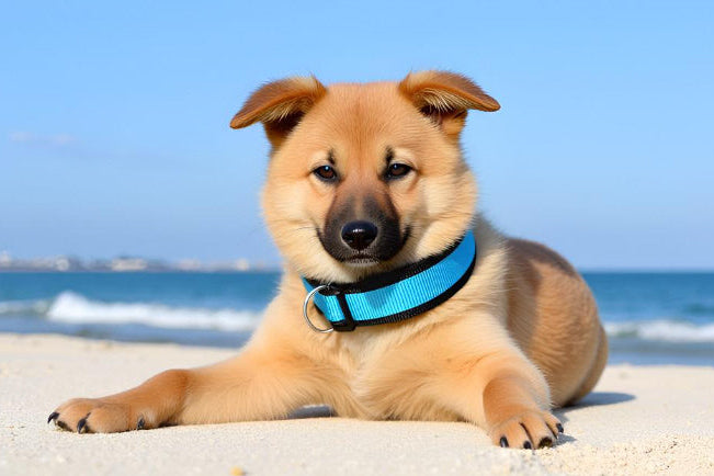 Hundehalsband Extra-Breit Weich neopren-Polster himmelblau schwarz