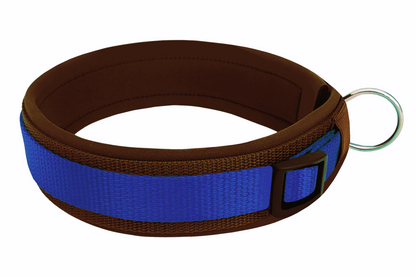 Hundehalsband Extra-Breit Weich neopren-Polster blau braun