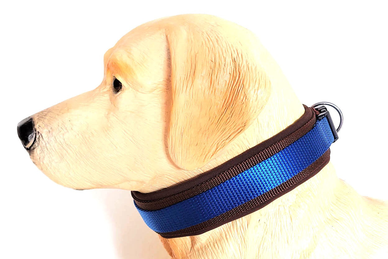 Hundehalsband Extra-Breit Weich neopren-Polster blau braun