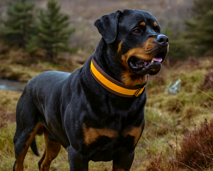 Hundehalsband Extra-Breit Weich neopren-Polster gelb braun