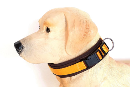 Hundehalsband Extra-Breit Weich neopren-Polster gelb braun