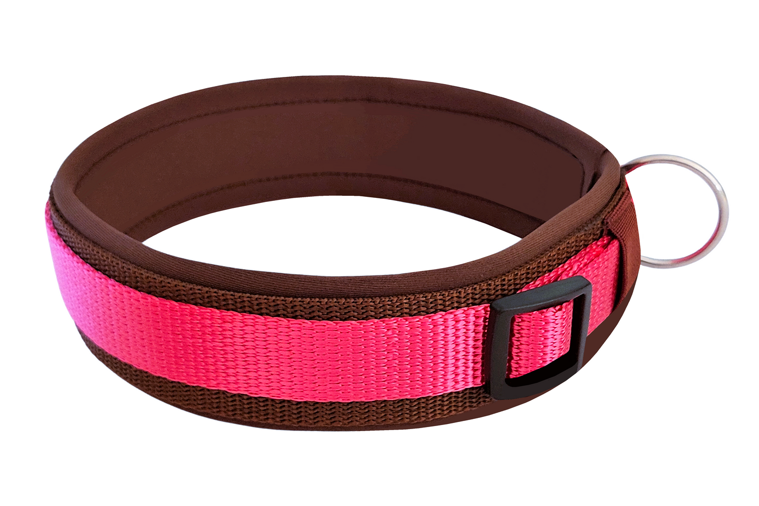 Hundehalsband Extra-Breit Weich neopren-Polster pink braun