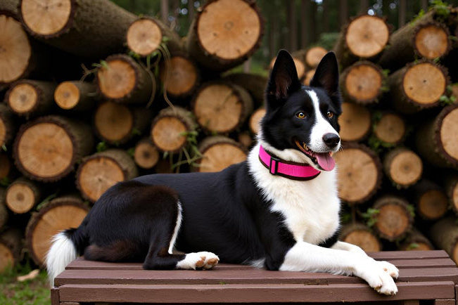 Hundehalsband Extra-Breit Weich neopren-Polster pink braun