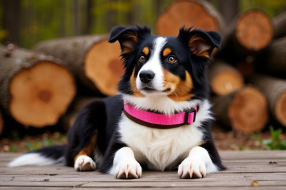 Hundehalsband Extra-Breit Weich neopren-Polster pink braun