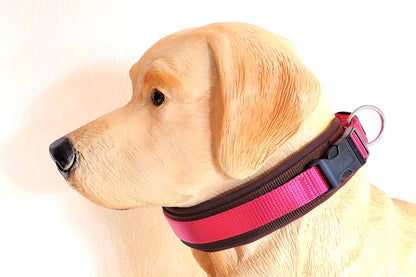 Hundehalsband Extra-Breit Weich neopren-Polster pink braun