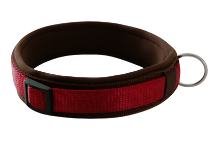 Hundehalsband Extra-Breit Weich neopren-Polster weinrot bordeaux braun