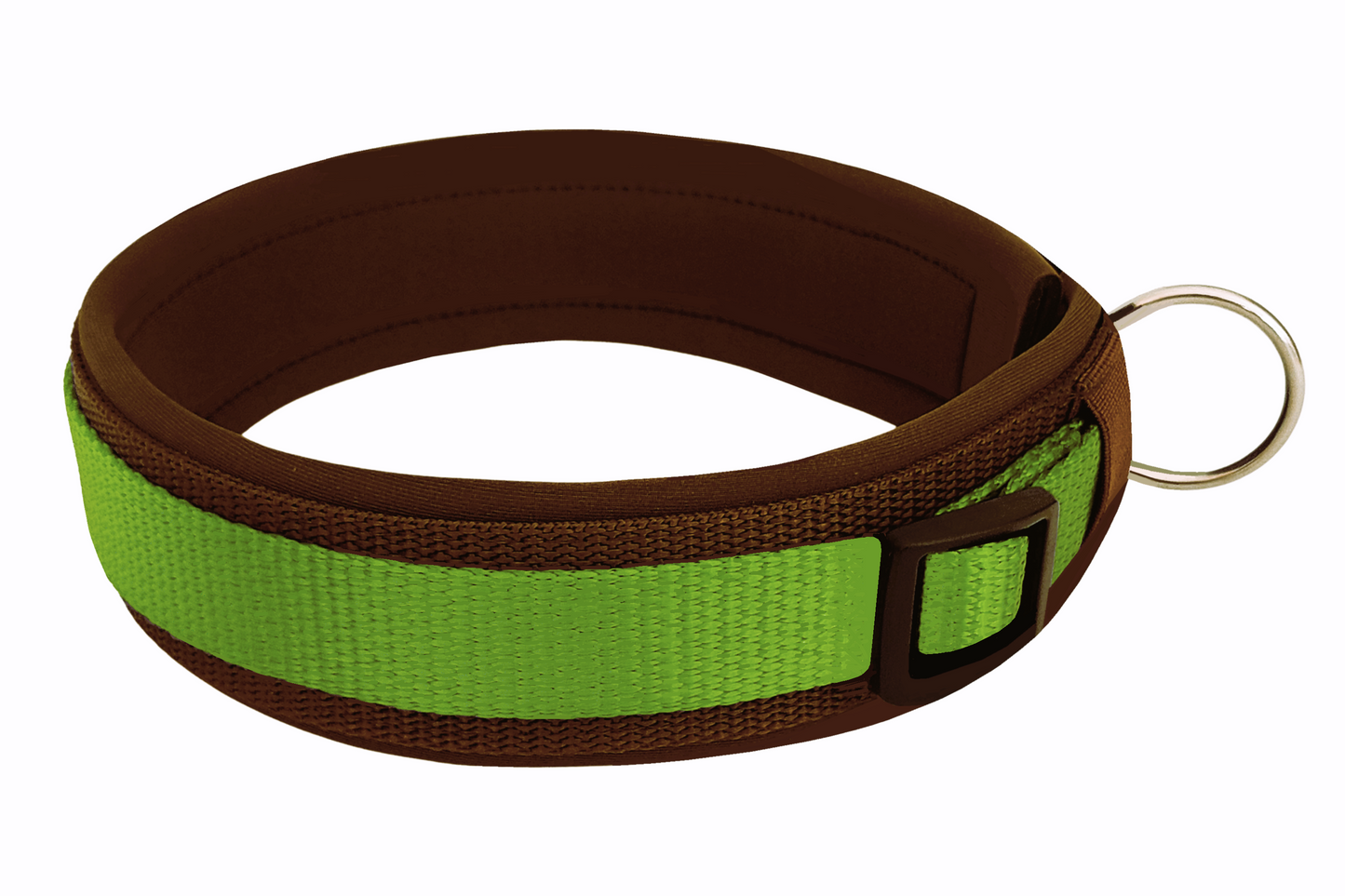 Hundehalsband Extra-Breit Weich neopren-Polster grün braun