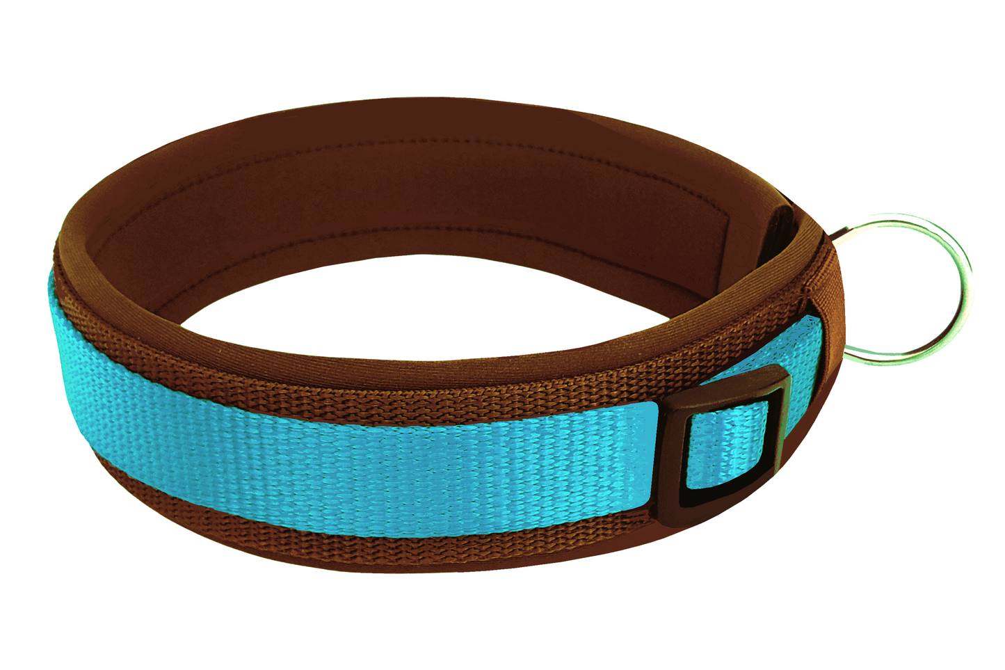 Hundehalsband Extra-Breit Weich neopren-Polster himmelblau braun