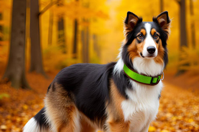 Hundehalsband Extra-Breit Weich neopren-Polster grün braun