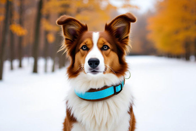 Hundehalsband Extra-Breit Weich neopren-Polster himmelblau braun