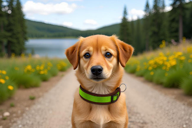 Hundehalsband Extra-Breit Weich neopren-Polster grün braun