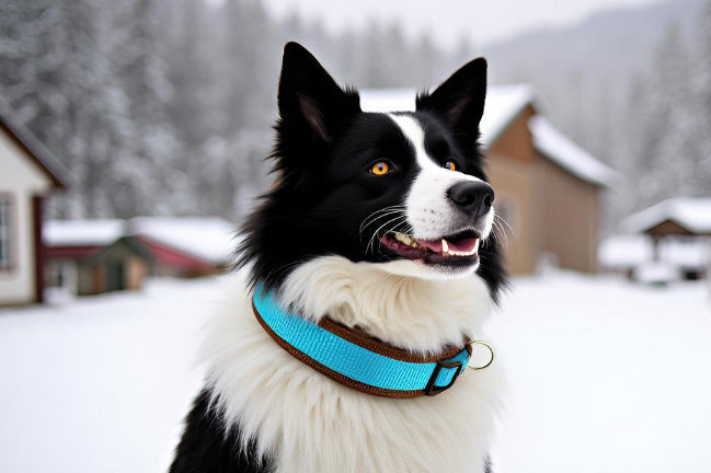 Hundehalsband Extra-Breit Weich neopren-Polster himmelblau braun
