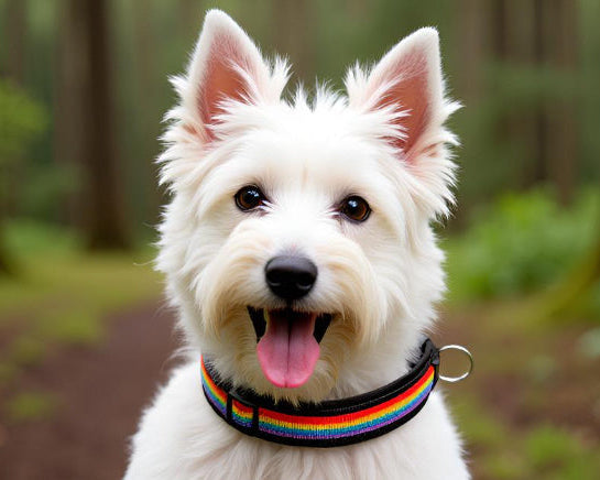 Regenbogen hundehalsband breit weich neopren-polster schwarz
