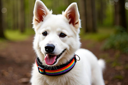 Regenbogen hundehalsband breit weich neopren-polster schwarz