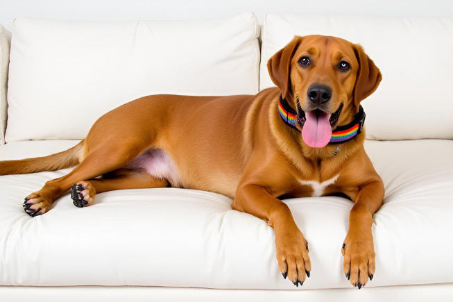 Regenbogen hundehalsband breit weich neopren-polster schwarz