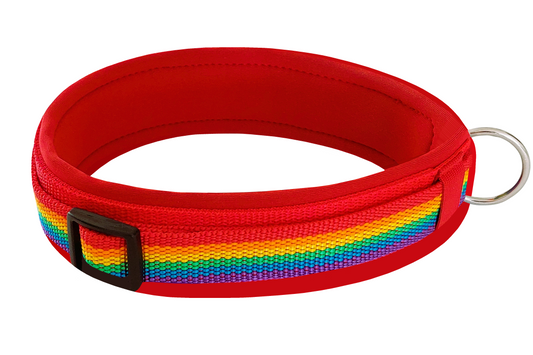 Regenbogen hundehalsband breit weich neopren-polster rot