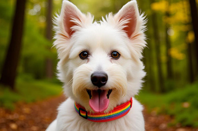 Regenbogen hundehalsband breit weich neopren-polster rot