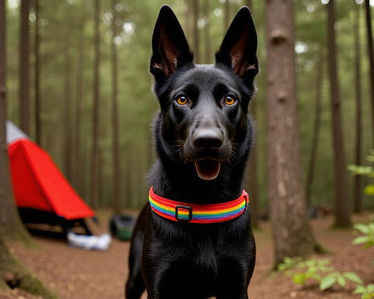 Regenbogen hundehalsband breit weich neopren-polster rot