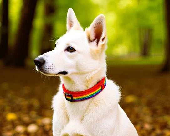 Regenbogen hundehalsband breit weich neopren-polster rot
