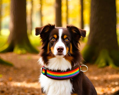 Regenbogen hundehalsband breit weich neopren-polster braun