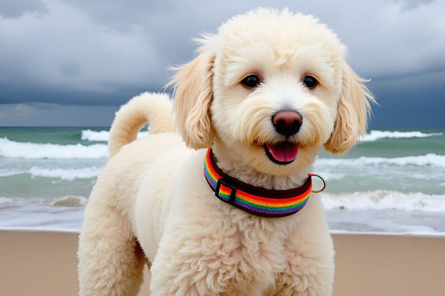 Regenbogen hundehalsband breit weich neopren-polster braun