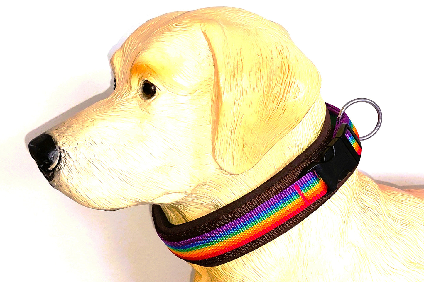 Regenbogen hundehalsband breit weich neopren-polster braun