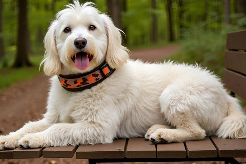 Hundehalsband-extra-breit-neopren-polster-hellbraun-orange-auf-braun-camouflage