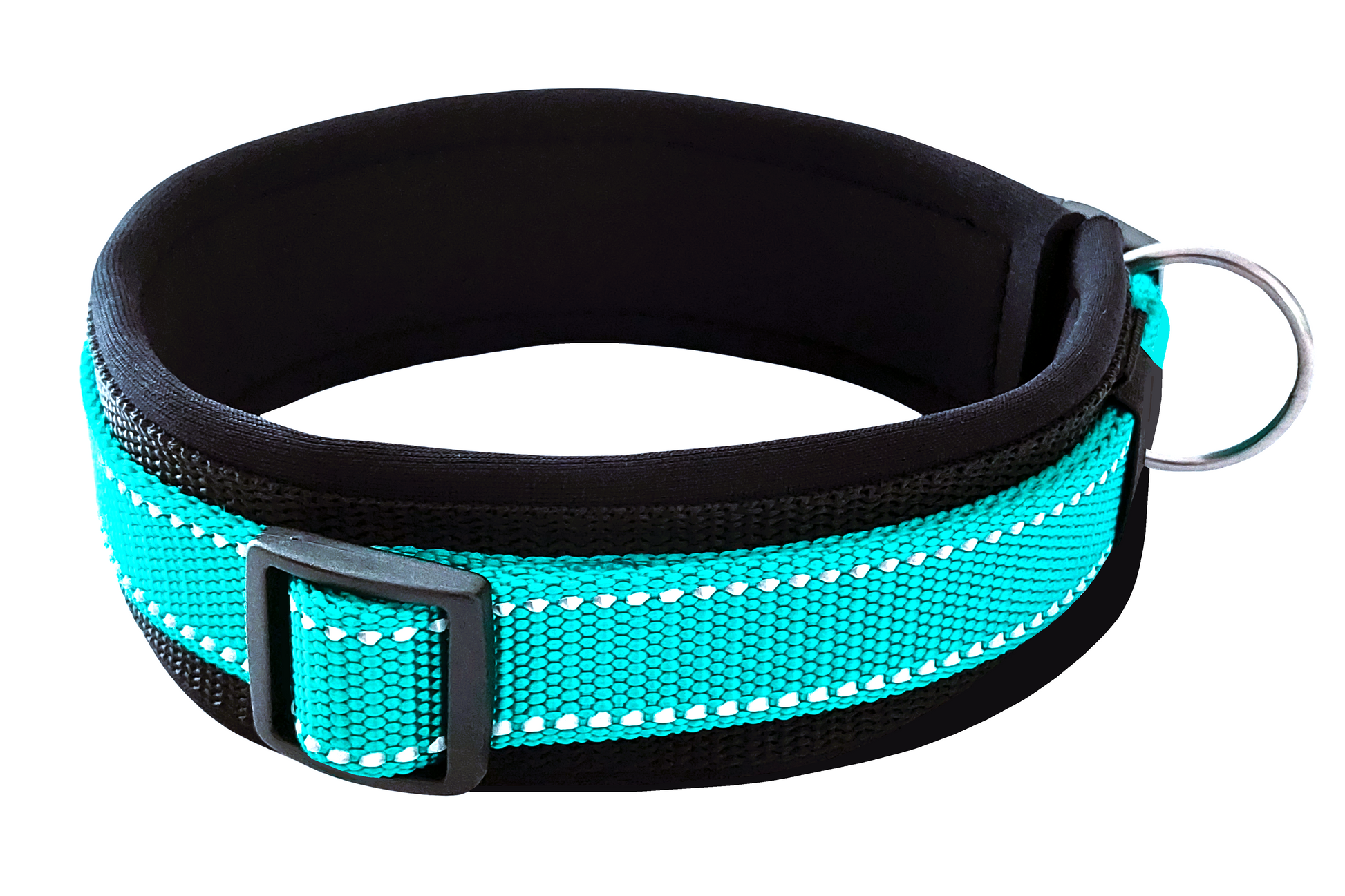 hundehalsband extra-breit reflektor reflektierend türkis schwarz