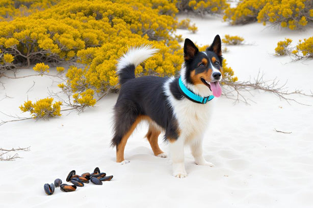 hundehalsband extra-breit reflektor reflektierend türkis schwarz