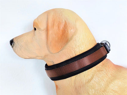 hundehalsband extra-breit neopren-polster braun-auf-schwarz