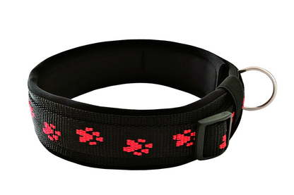 Pfötchen-Hundehalsband extra-breit Neopren-Polster 
