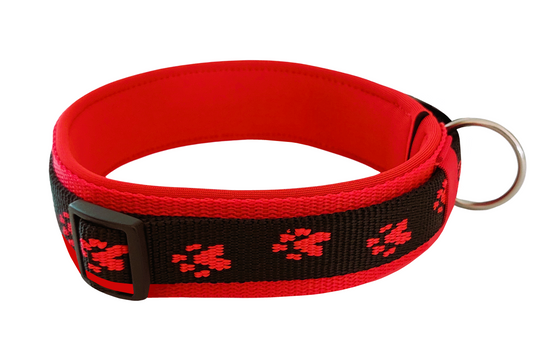 Pfötchen-Hundehalsband extra-breit Neopren-Polster 