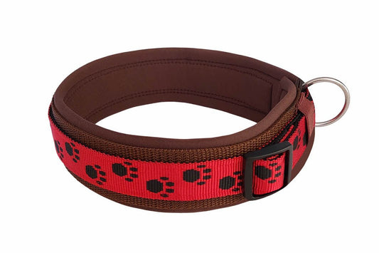 Pfötchen-Hundehalsband extra-breit Neopren-Polster 