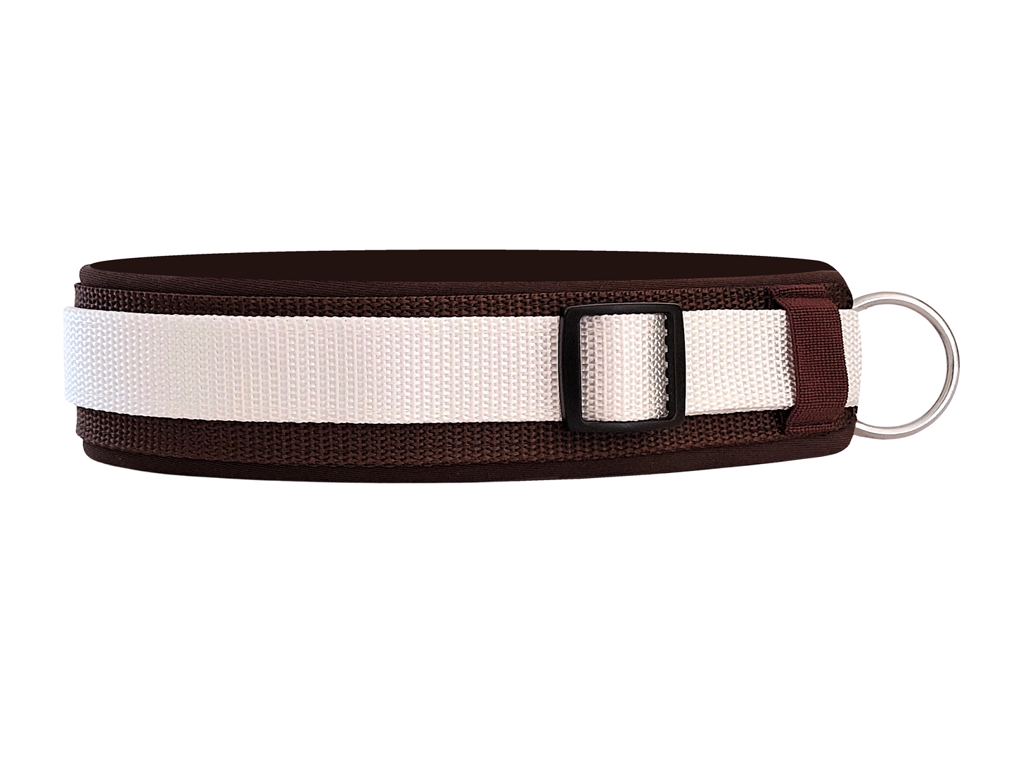 hundehalsband extra-breit neopren-polster weiß-auf-braun