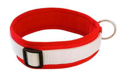hundehalsband extra-breit neopren-polster weiß-auf-rot