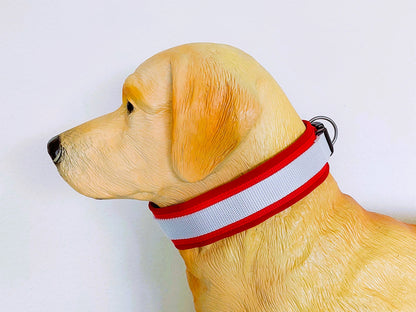 hundehalsband extra-breit neopren-polster weiß-auf-rot