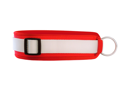 hundehalsband extra-breit neopren-polster weiß-auf-rot