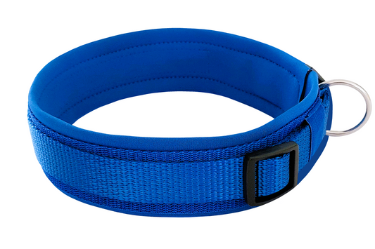 hundehalsband extra-breit neopren-polster einfarbig blau