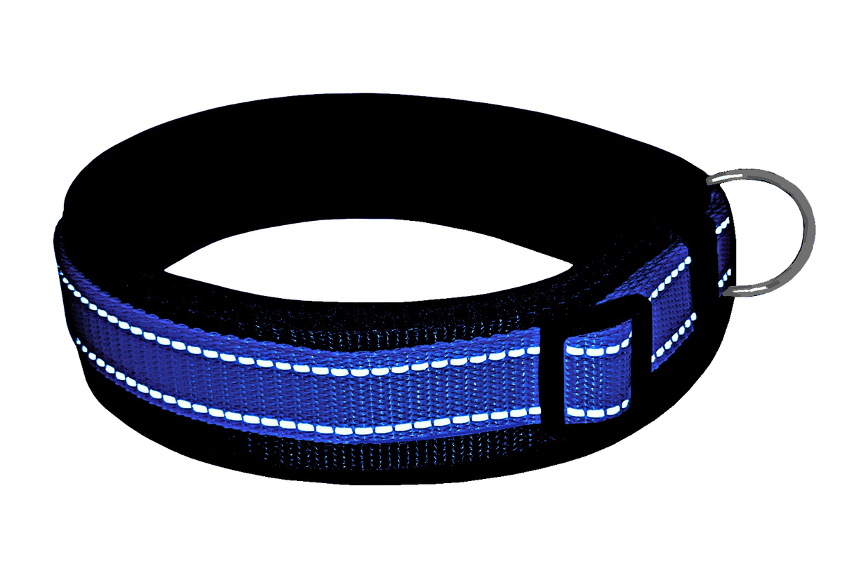hundehalsband-breit-neopren-polster-reflektor-blau-schwarz